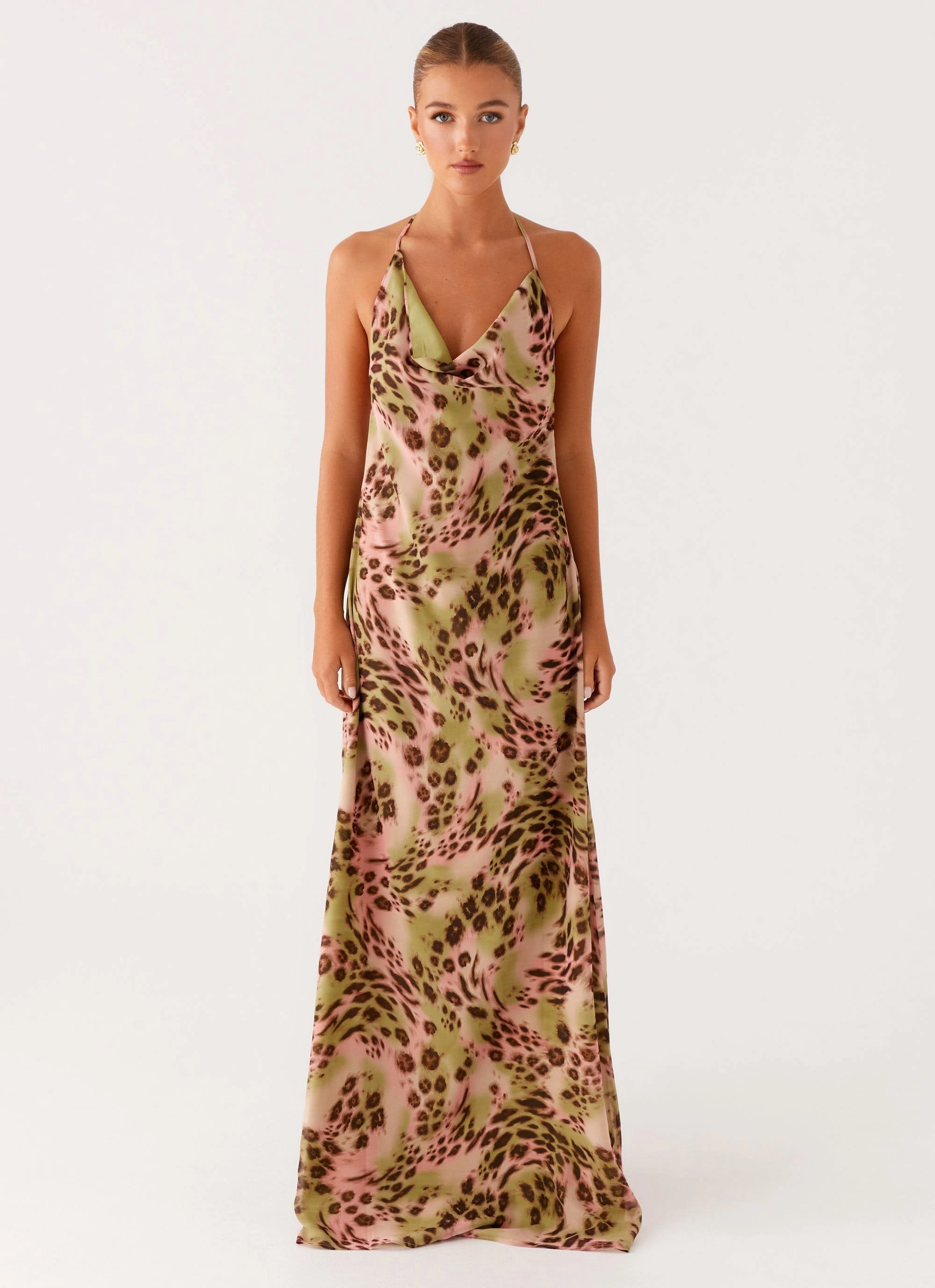 Textured Look BreathableFabric Austeja Maxi Dress - Swirl Leo