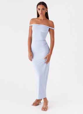 Arabella Twist Shoulder Maxi Dress - Blue Functional-Design Workwear