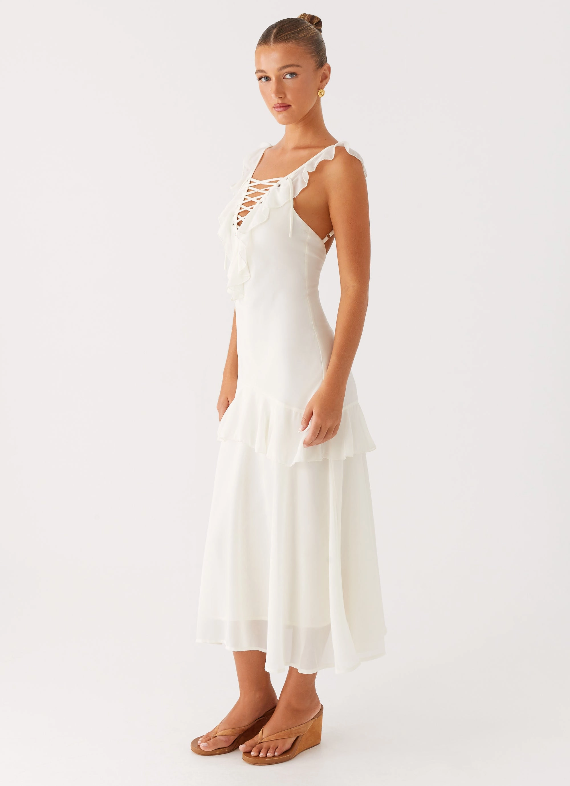 Gentle Glow Feather Light Celie Midi Dress - Ivory