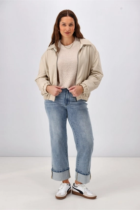 Subtle Design Detail Breezy Layer Option Shine On Label Aidia Pleather Jacket Taupe