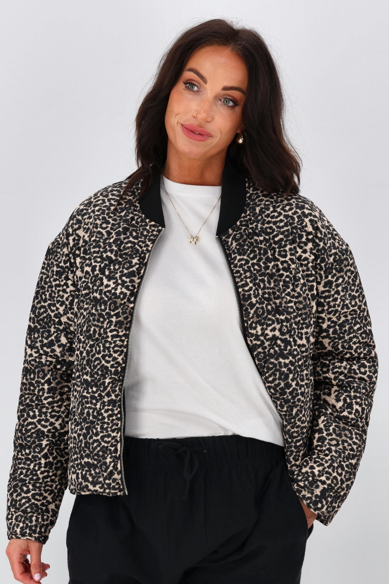 Shine On Label Kinsley Quilted Jacket Animal Print Everyday Layers
