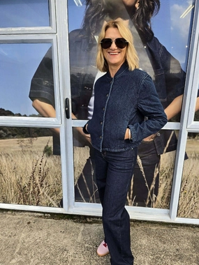 Shine On Label Niko Quilted Denim Bomber Jacket Modern Street