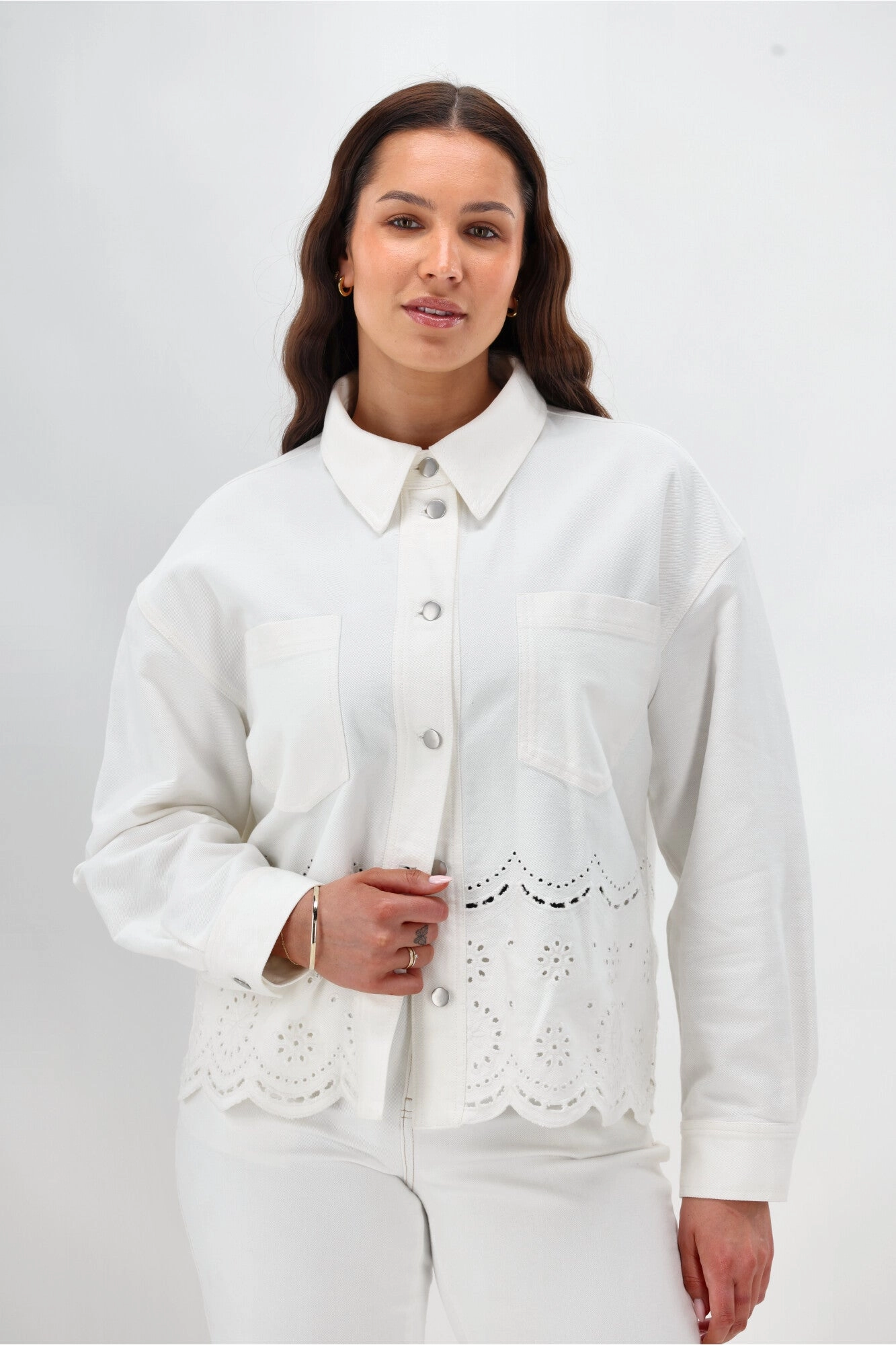 Shine On Label Zariyah Embroidered Shacket Natural Anti Pilling Technology
