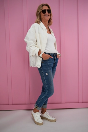 Shine On Label Zariyah Embroidered Shacket Natural Travel Functional Wear Lightweight Comfort