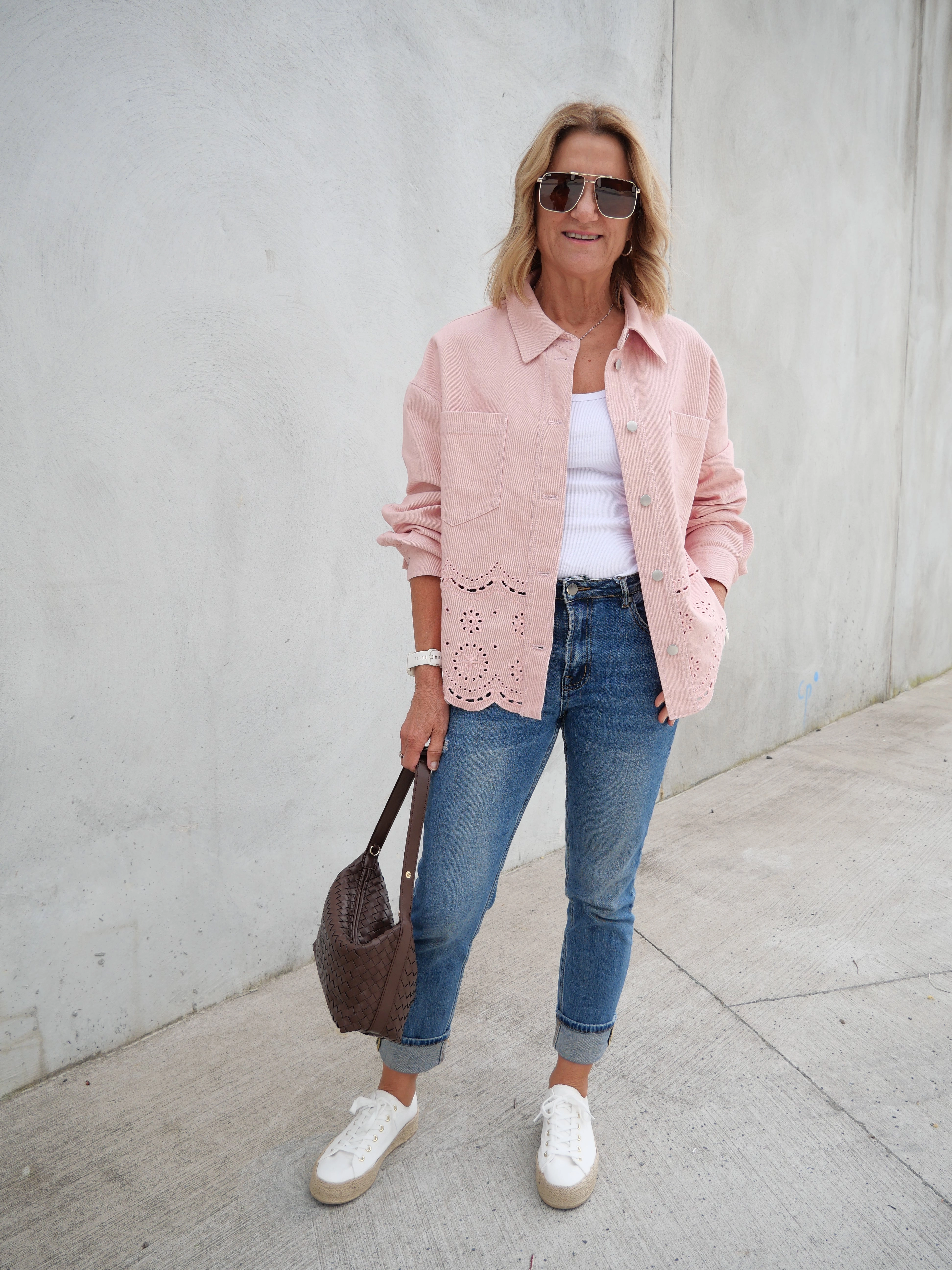 Easy Care Machine Washable Shine On Label Zariyah Embroidered Shacket Pink