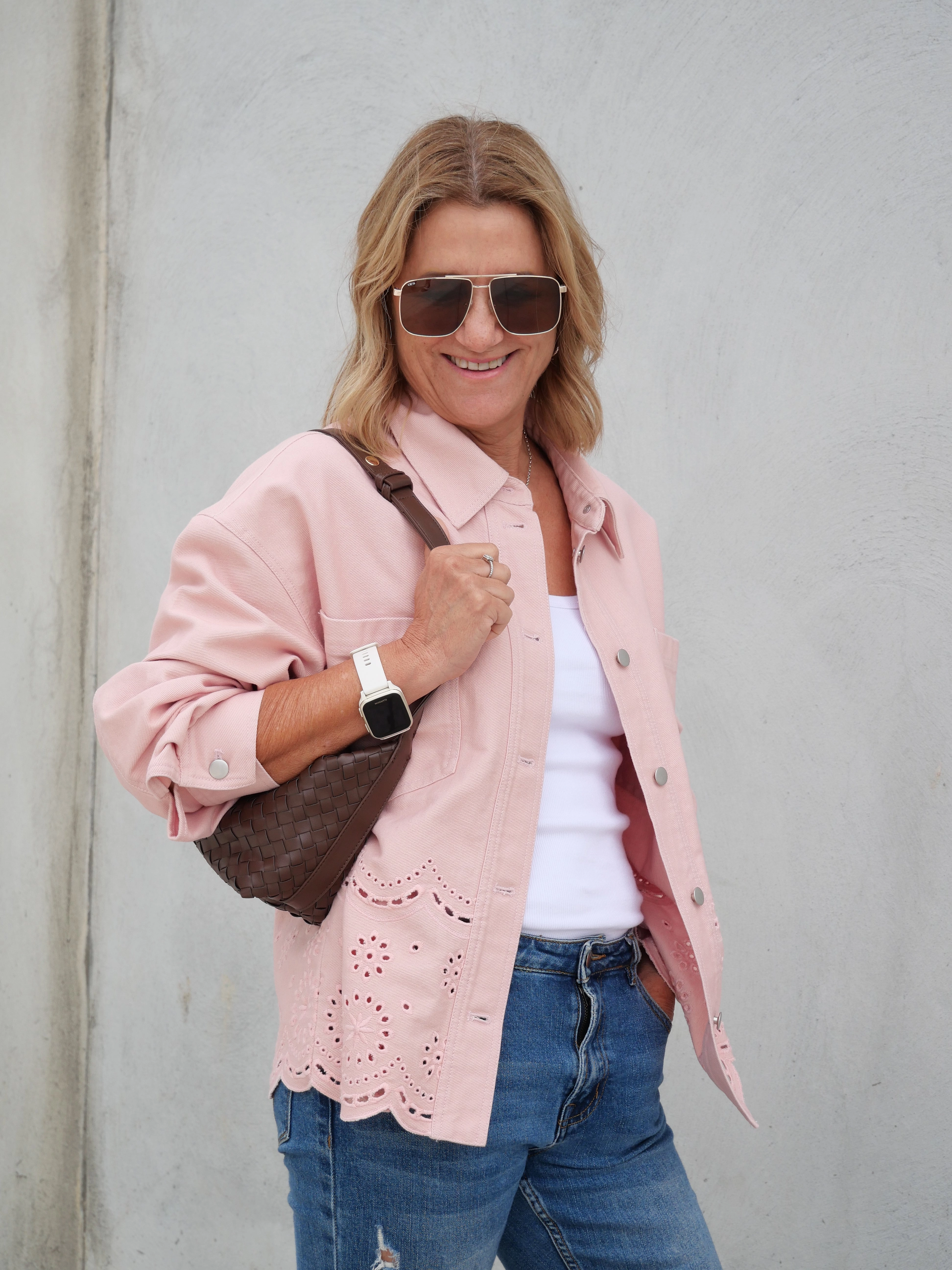 Quick Wear Fit Reflective accents Shine On Label Zariyah Embroidered Shacket Pink