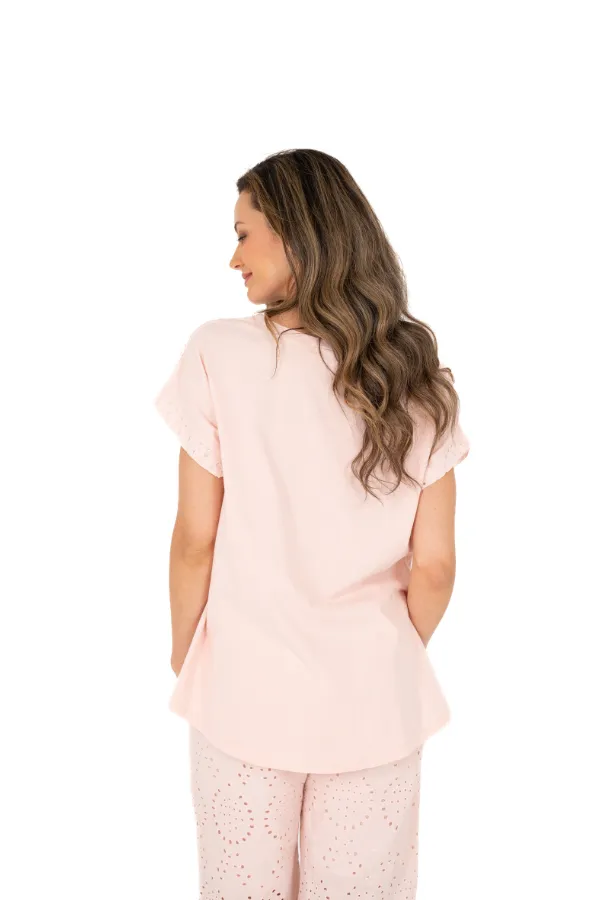 Short Sleeve Eyelet Tee | Blush Street Basic Modern Simplicity