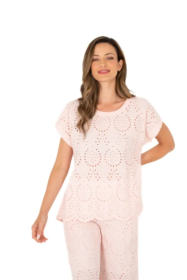 mix and match Short Sleeve Eyelet Tee | Blush Street Basic