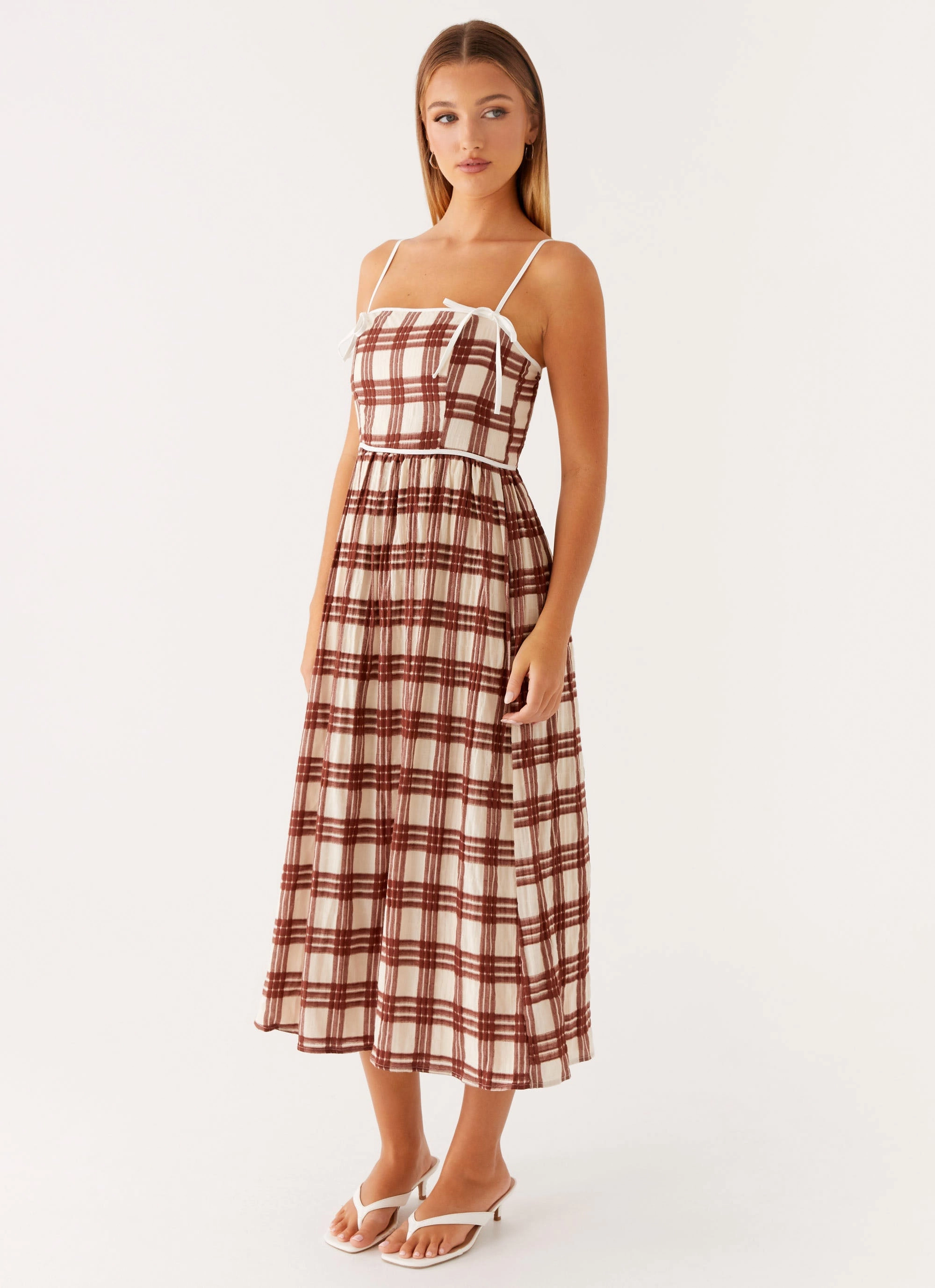 Neutral Layer Shyanne Midi Dress - Chocolate Check