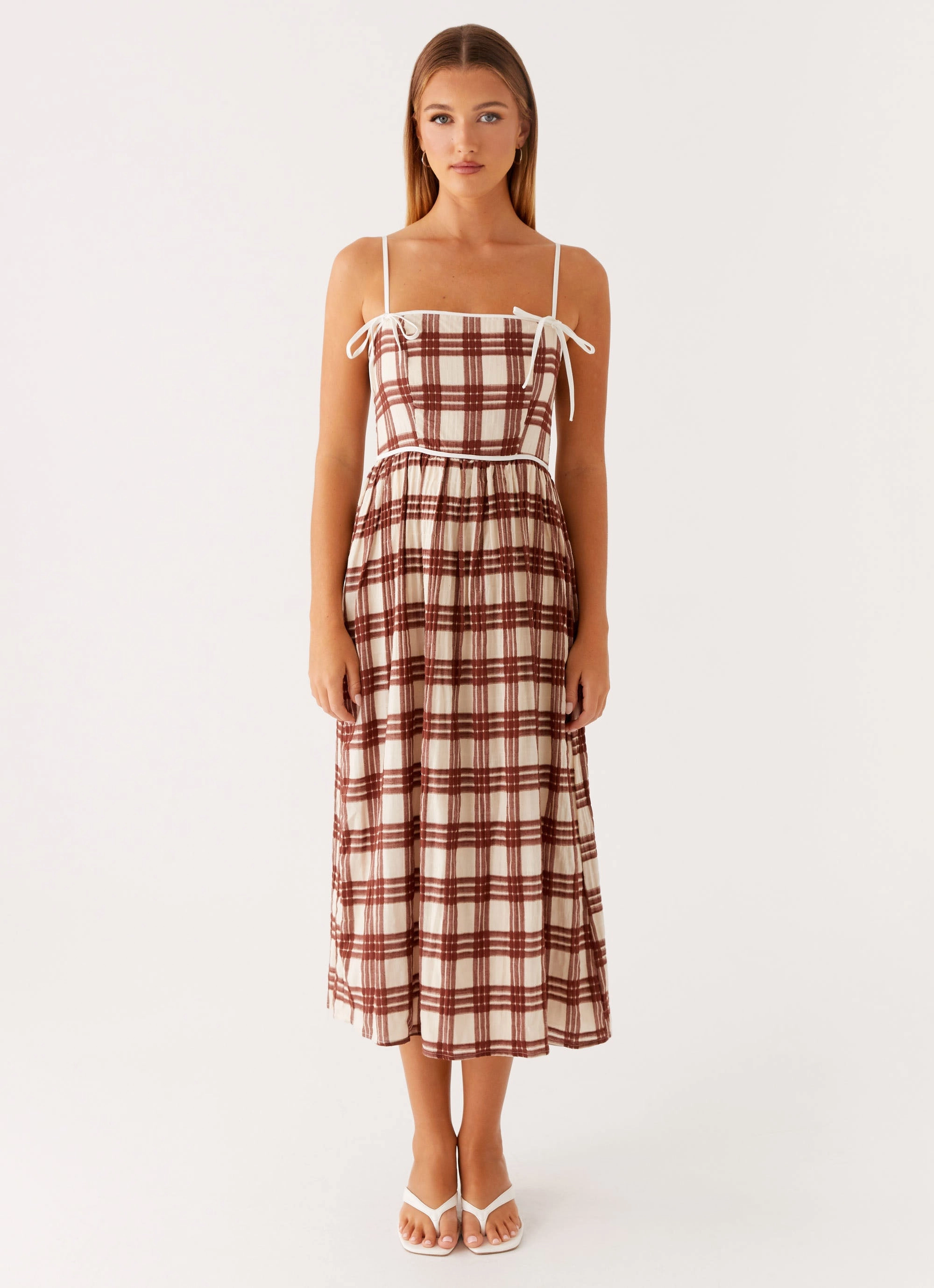 Matte Look Sporty-Look Shyanne Midi Dress - Chocolate Check