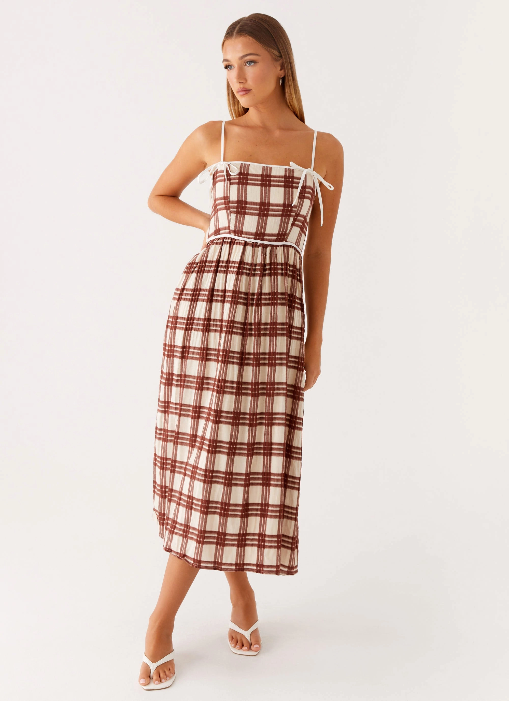 Shyanne Midi Dress - Chocolate Check Soft Finish