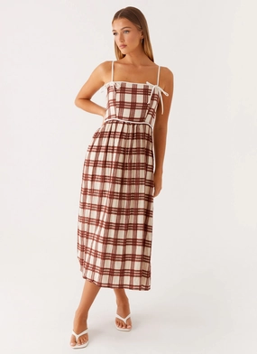 Shyanne Midi Dress - Chocolate Check Soft Finish