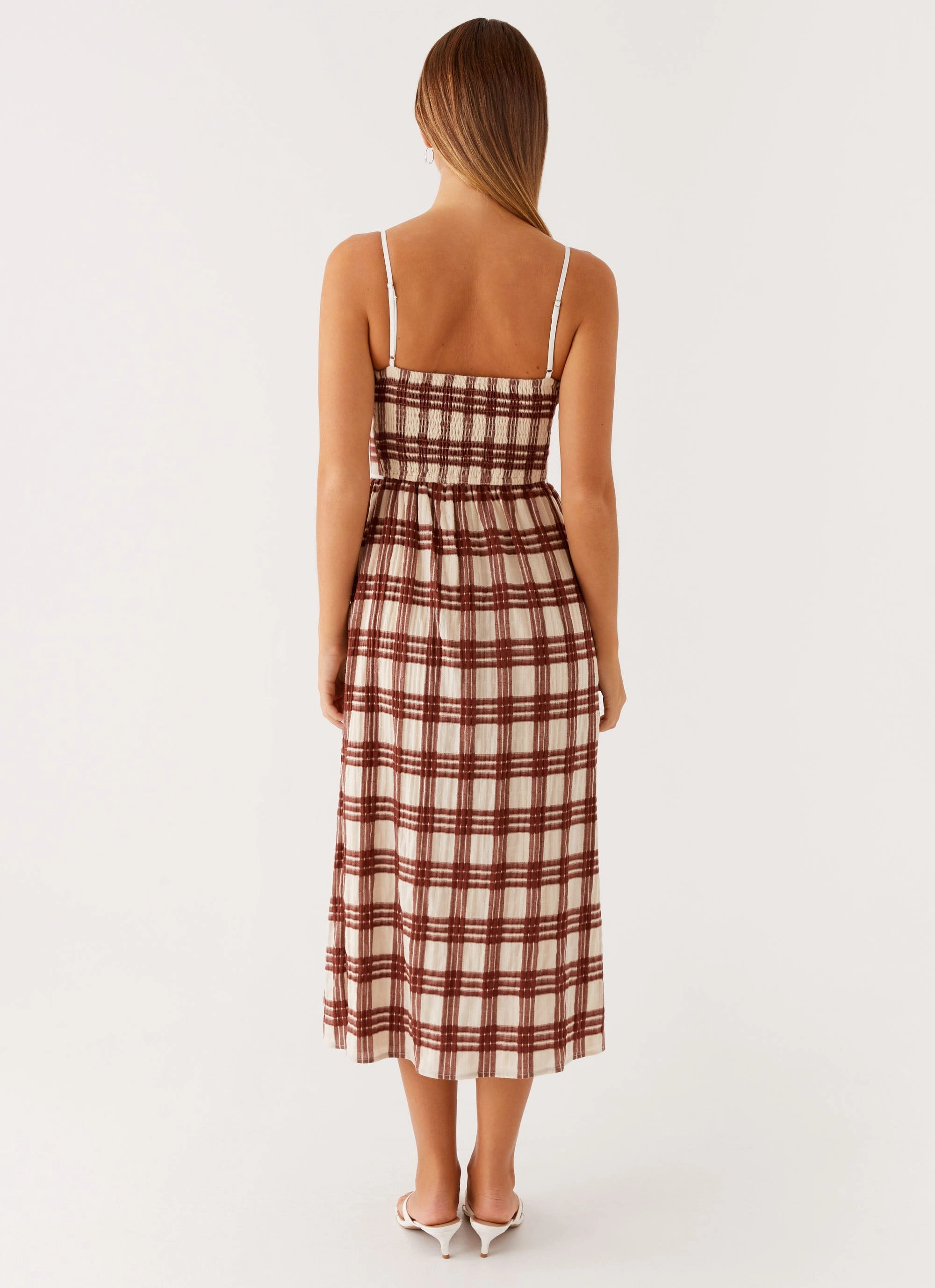 Shyanne Midi Dress - Chocolate Check Machine-washable