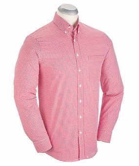 Wrinkle-Free Spring Break Signature 100% Cotton Gingham Long Sleeve Sport Shirt