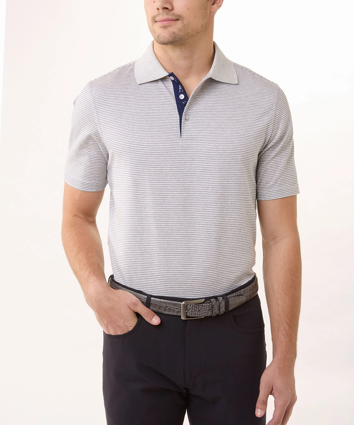Fashionable Wear Signature 100% Mercerized Cotton Boomer Grid Polo Shirt