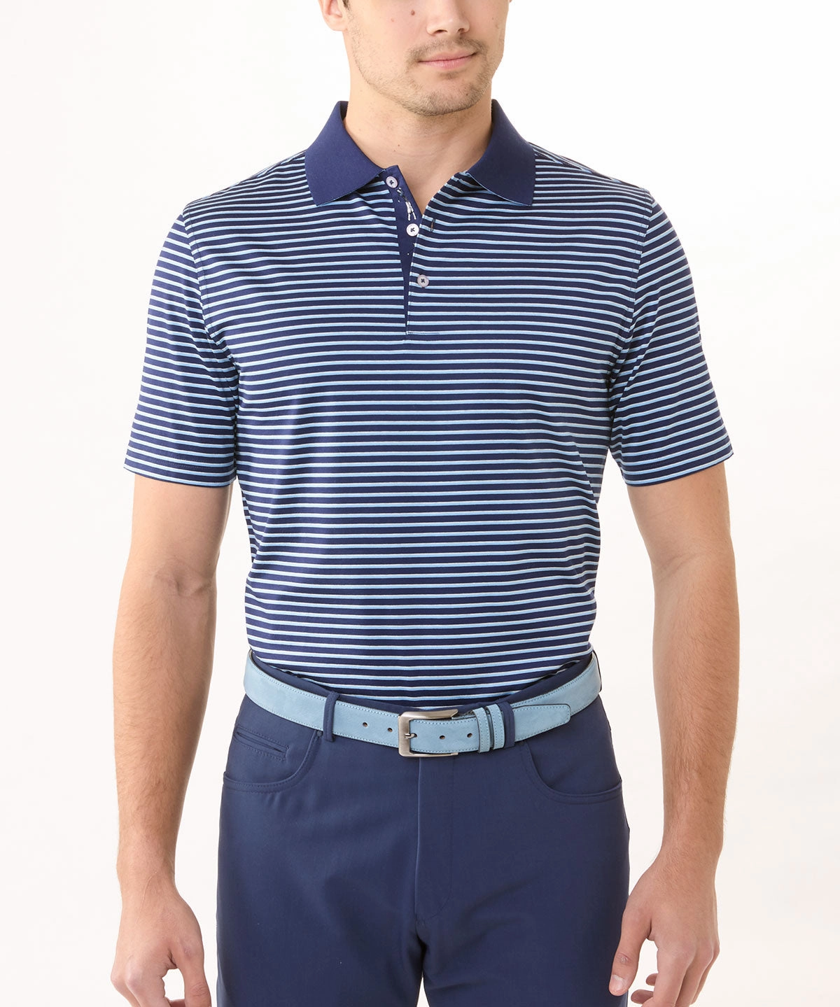 Signature 100% Mercerized Cotton Robson Stripe Polo Shirt Summer Wear Formal Edge