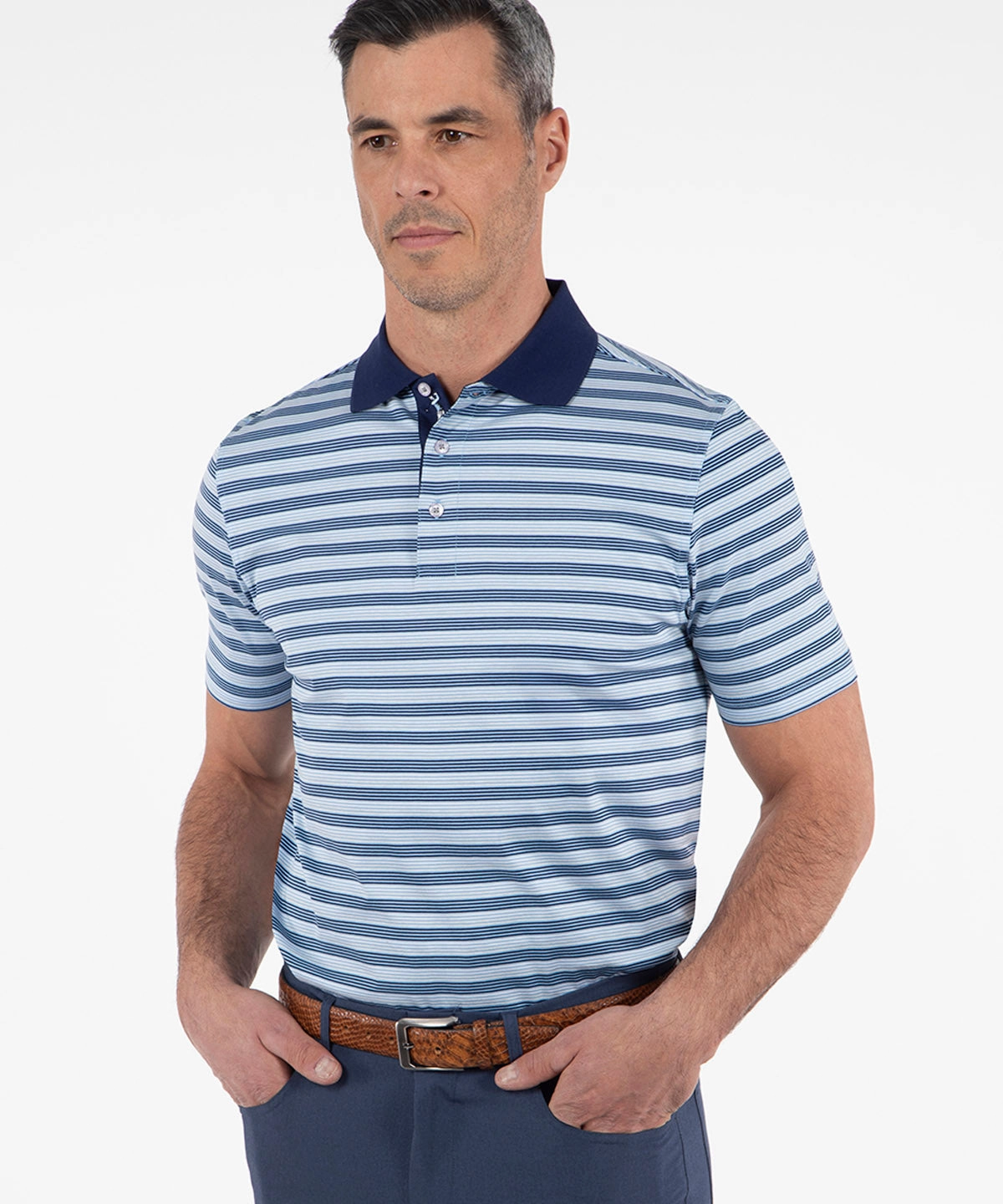 Chill Layers Signature Linwood Multi Stripe Mercerized Cotton Polo