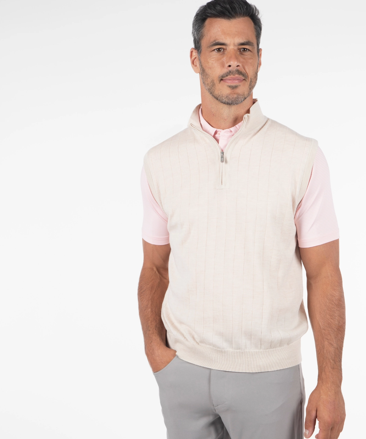 Hypoallergenic Fiber Signature Merino Lined Quarter-Zip Mock Neck Wind Vest