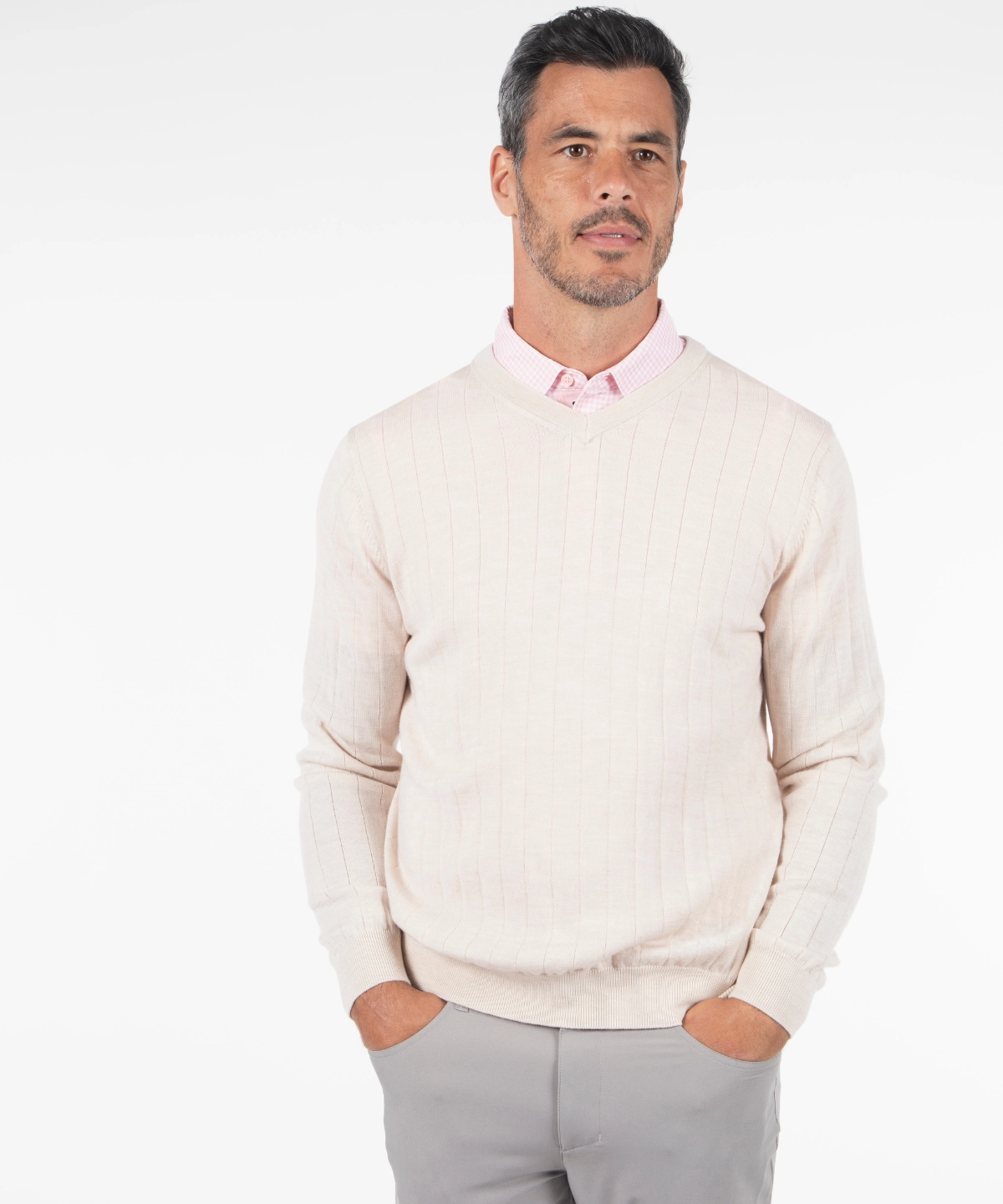 Signature Merino V-neck Pullover Sweater AntiSnag Yarn Technology QuickDry Fabric