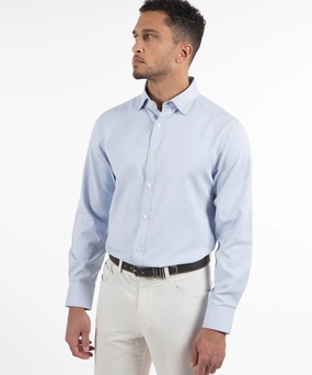 Signature Palmetto Micro Geo Dobby Weave Wrinkle Resistant Long Sleeve Sport Shirt Fall Foliage