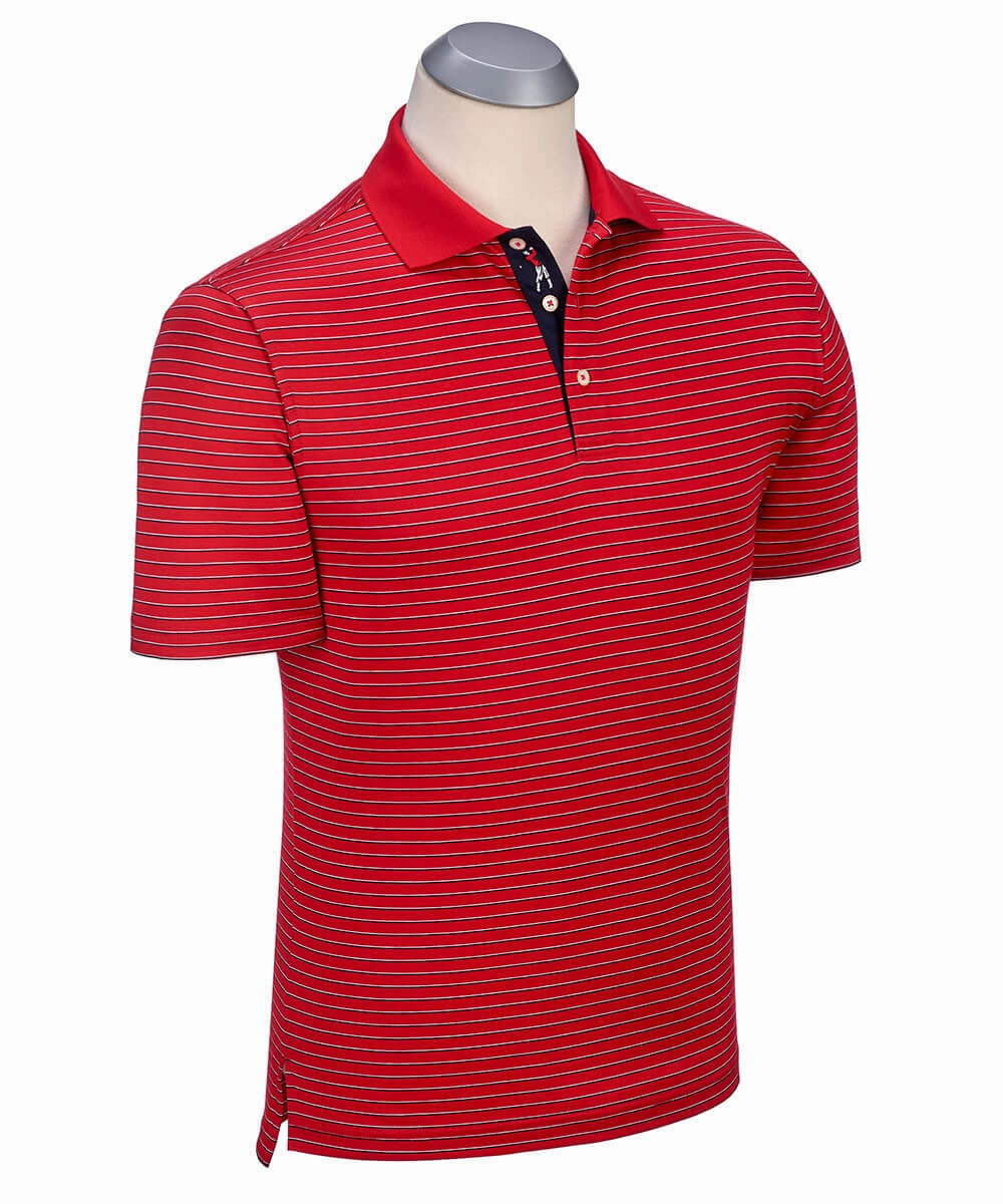 Signature Pisano Stripe 100% Mercerized Cotton Short Sleeve Polo Shirt Timeless Shirt Refined Layer