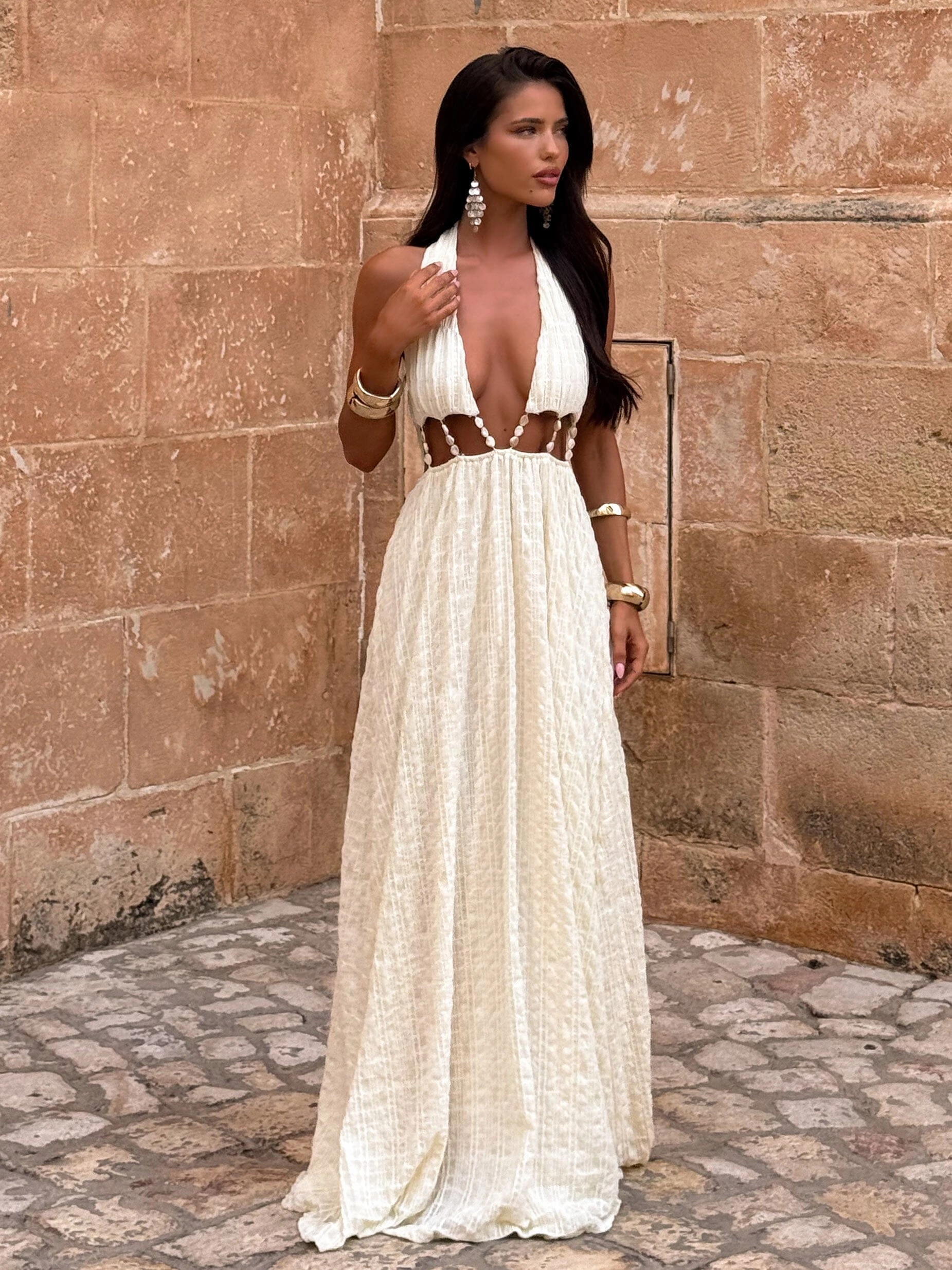 Light Blend Comfy and Chic SILVIAE MAXI DRESS WHITE