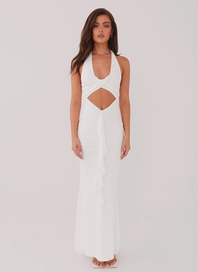 Sharp Finish Allanna Frill Maxi Dress - White
