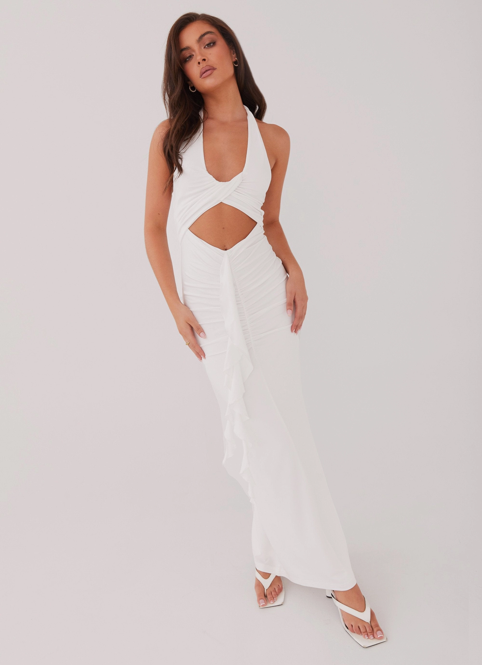 Allanna Frill Maxi Dress - White plus-size