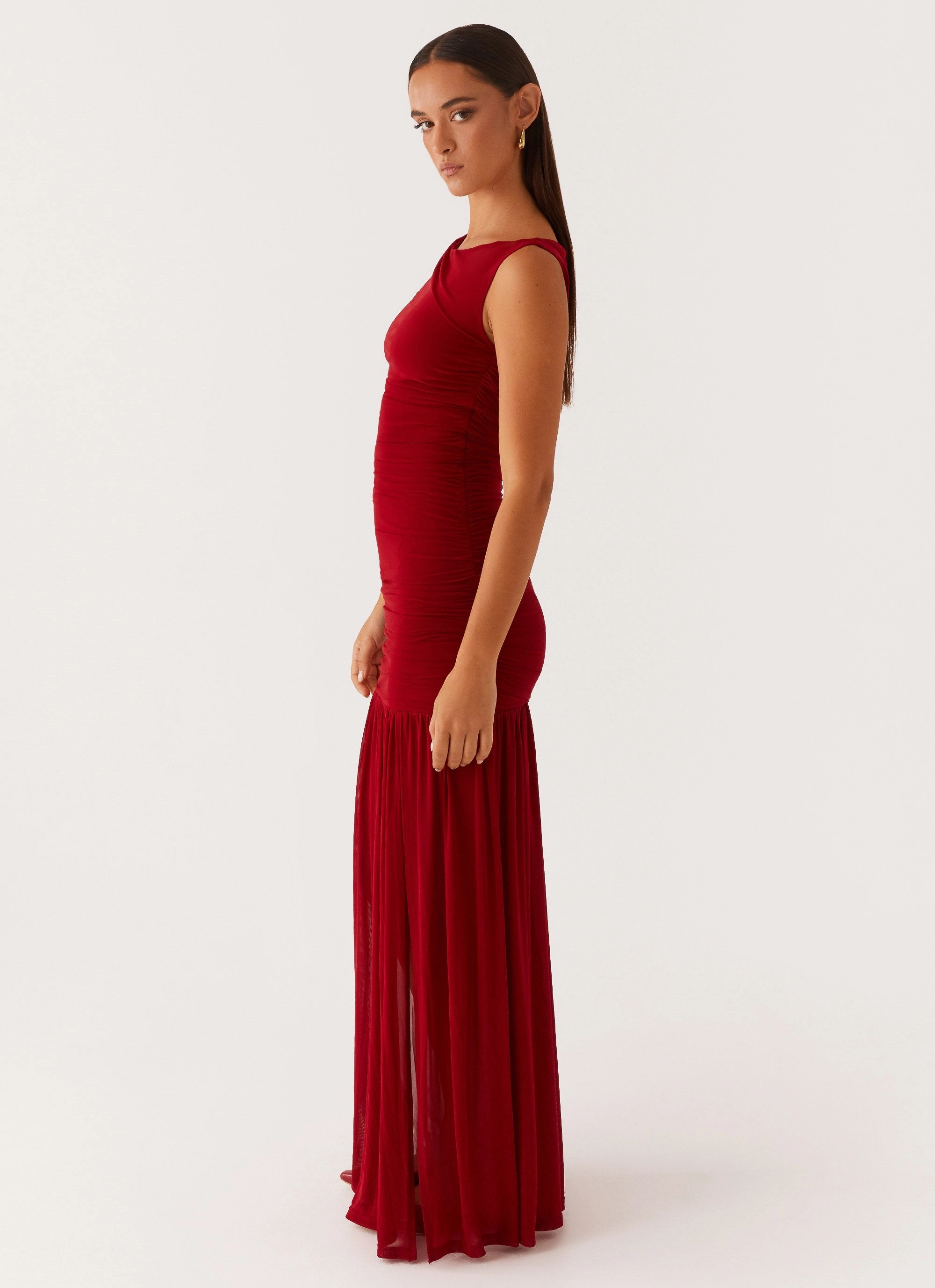 Manon Maxi Dress - Red Halter neck Hot Now