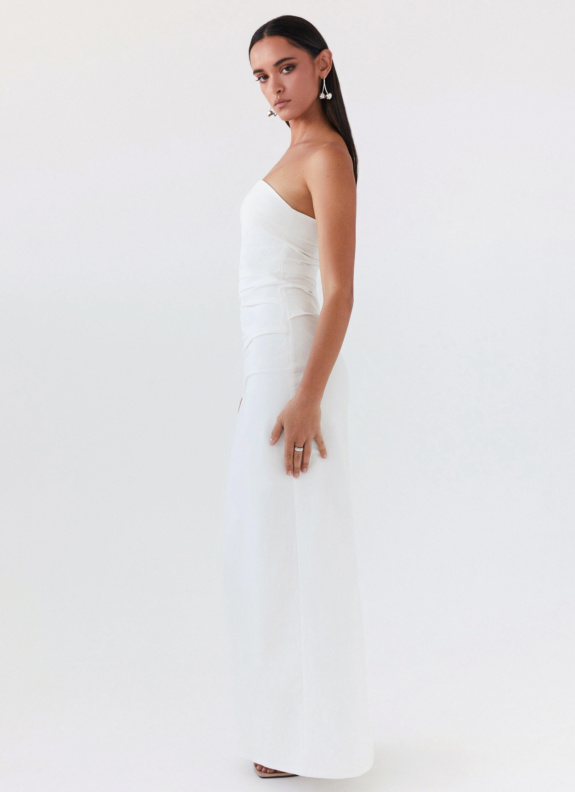 Danielle Strapless Maxi Dress - White Street Flex Layering-Piece