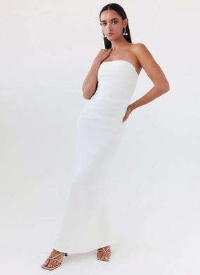 Danielle Strapless Maxi Dress - White foldable Perfect Fit