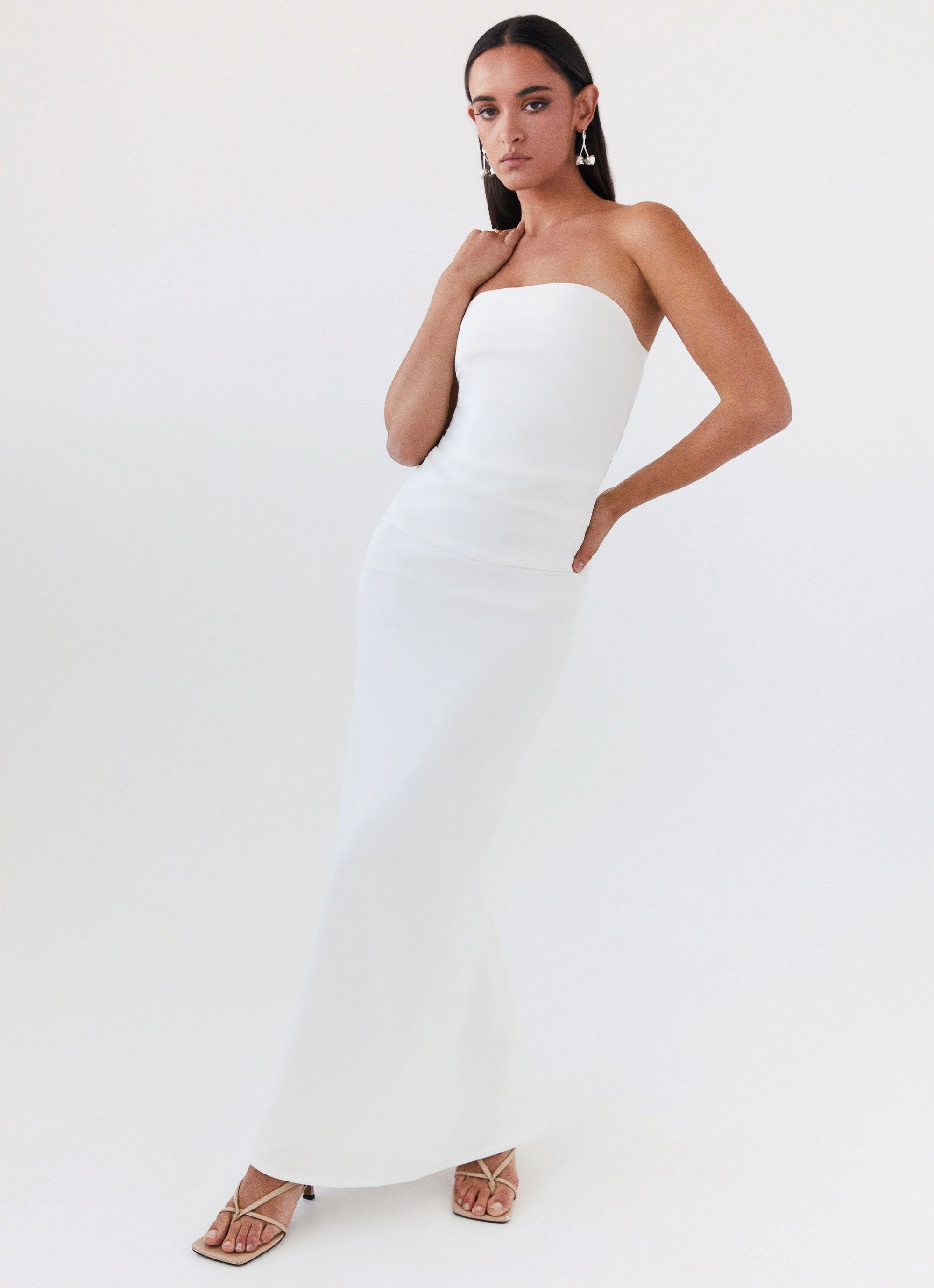 Danielle Strapless Maxi Dress - White foldable Perfect Fit
