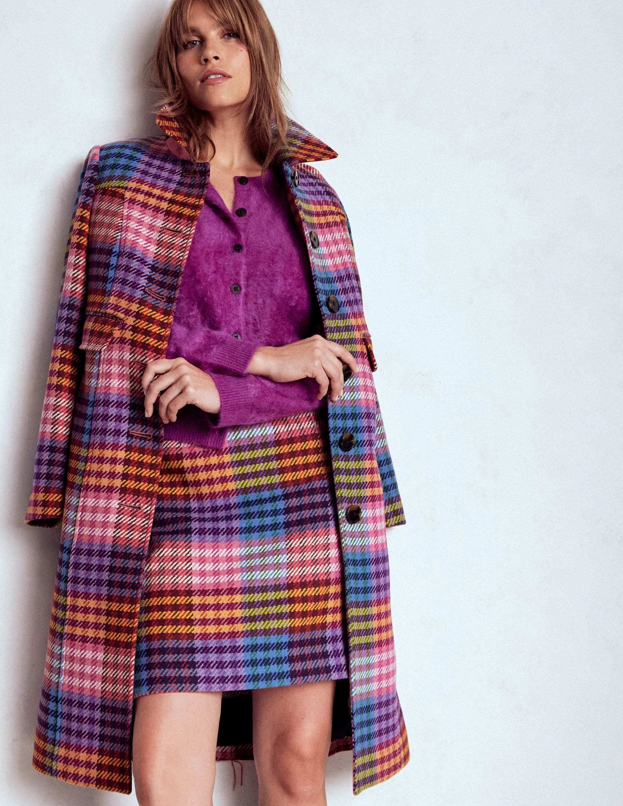 Gia Wool Skirt-Rainbow Blanket MultiGingham Collector??s Item