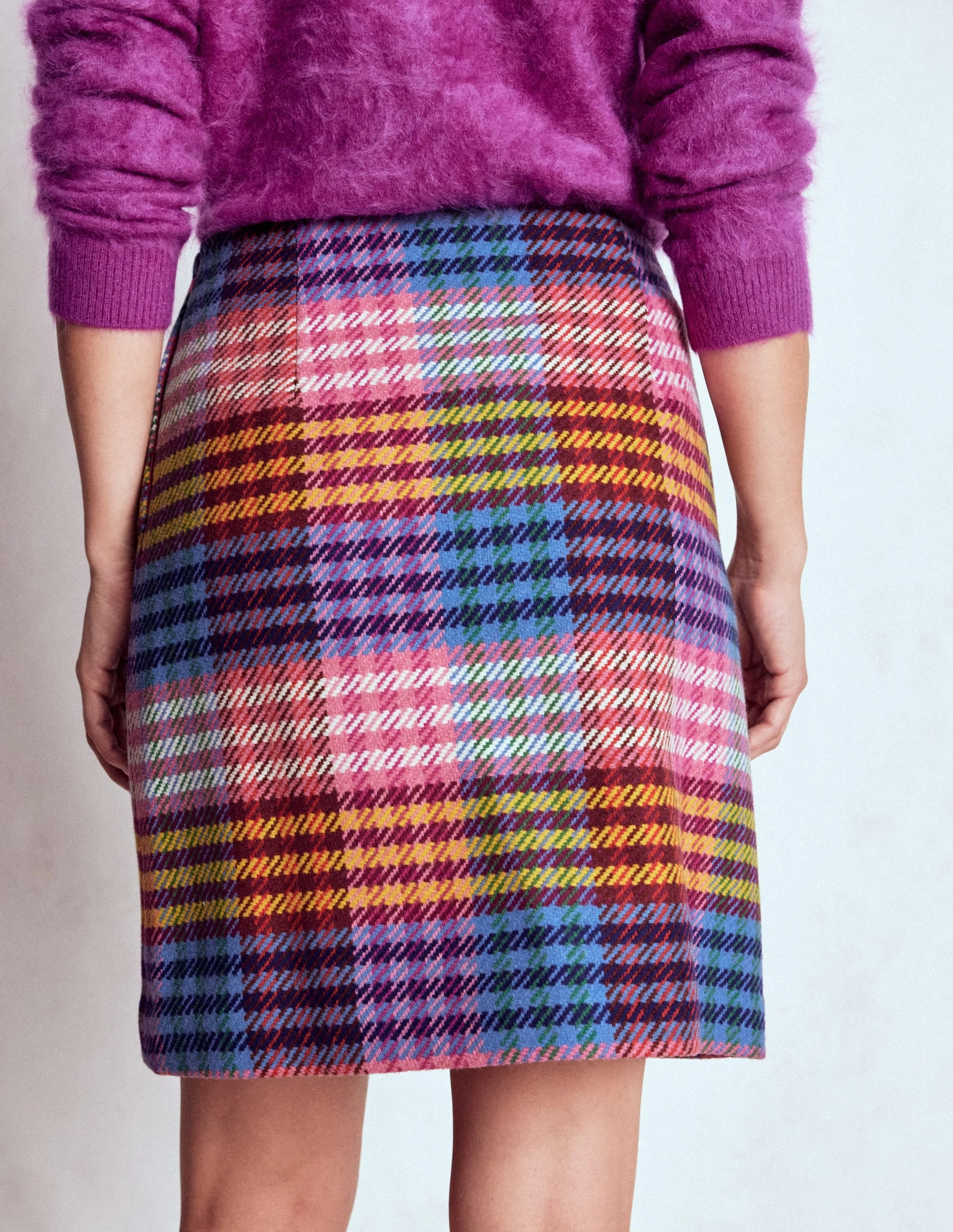 All Season Crossback Strap Gia Wool Skirt-Rainbow Blanket MultiGingham