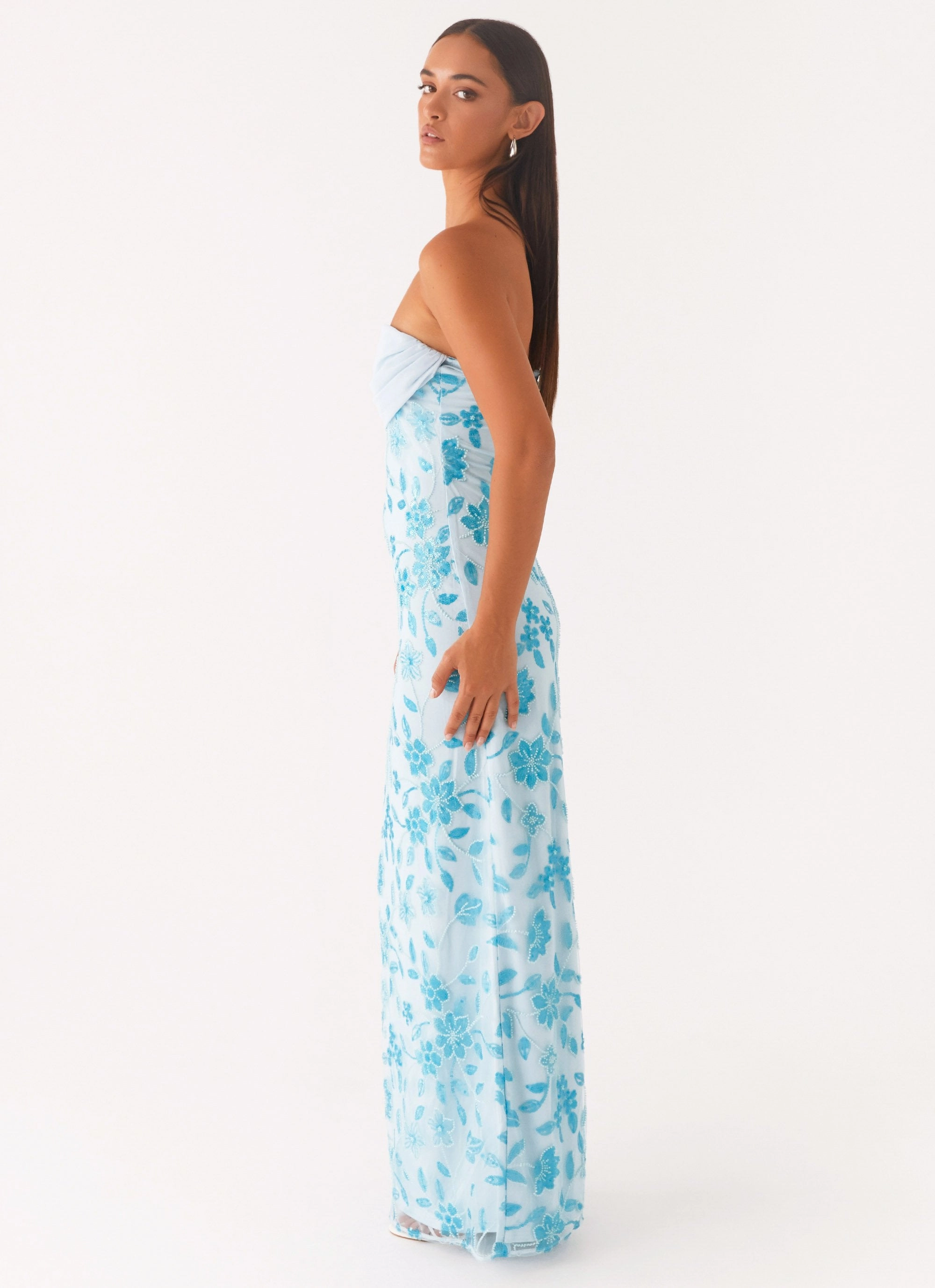 Clean Stitch Prism Beaded Maxi Dress - Blue