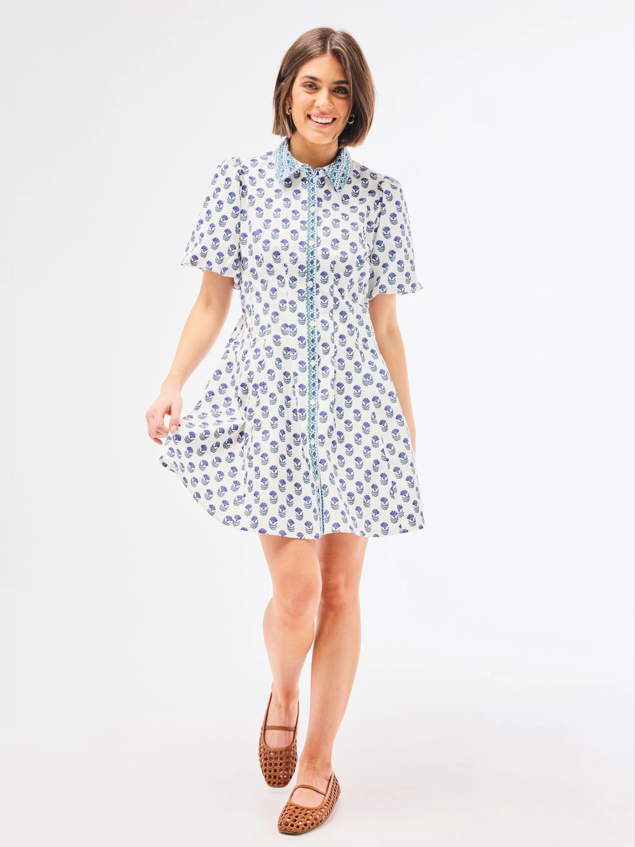 Sleek Motion Straight-Cut FINAL SALE - Rory Dress | Floral Foulard Navy