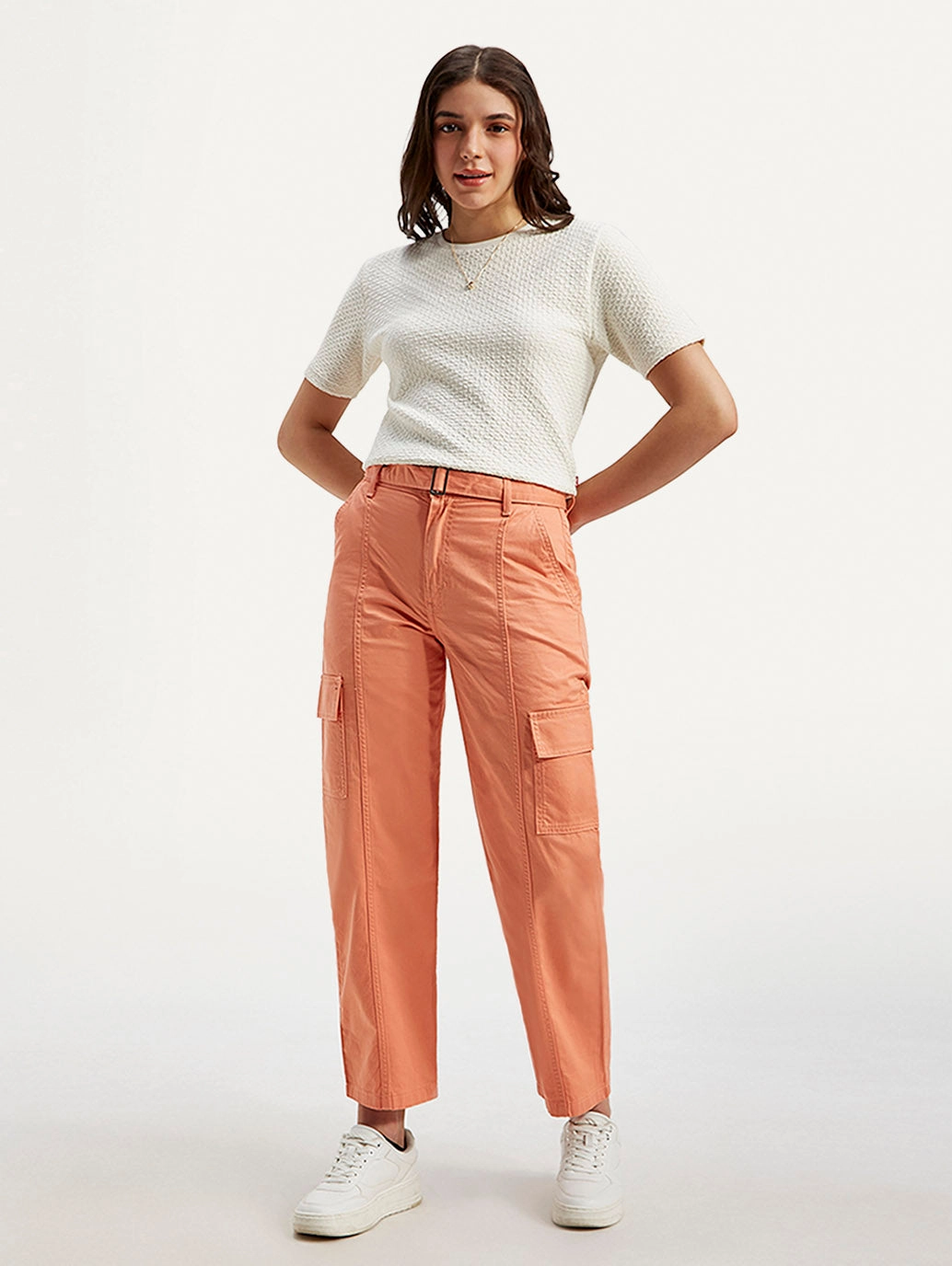 Office Friendly Women's 94 Orange Baggy Fit Mid Rise Jeans