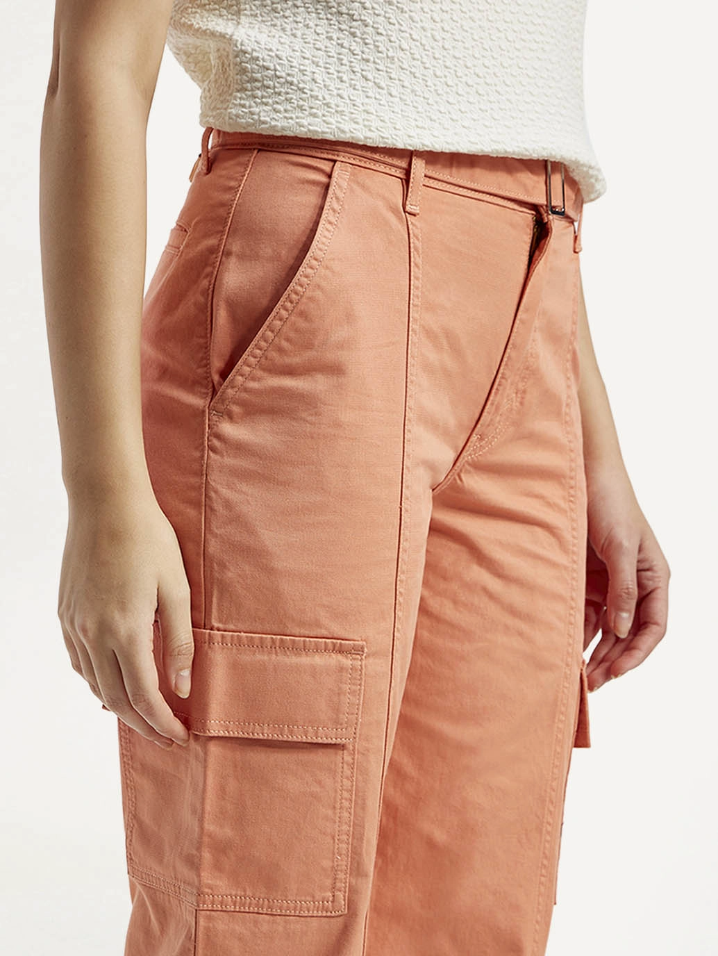 Women's 94 Orange Baggy Fit Mid Rise Jeans Beach Day Sustainable Recycled Fiber Content