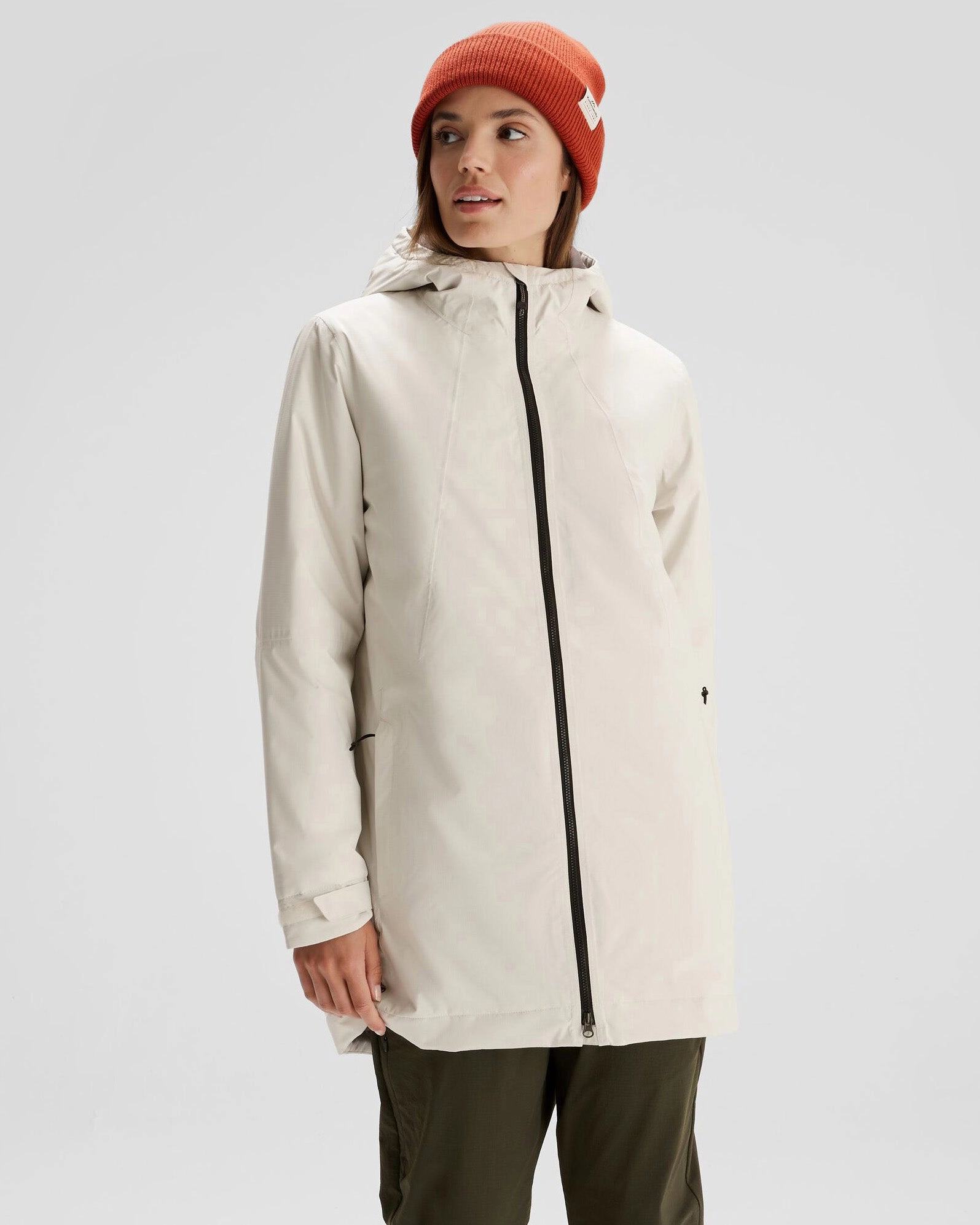 High Neck Women's Trailhead 2L Insulated Rain Parka - Natural