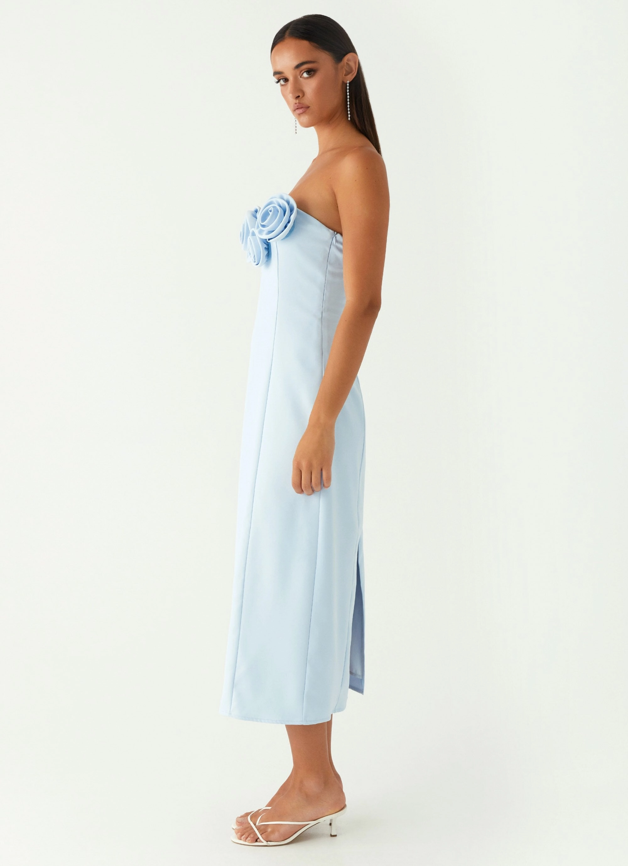 Comfy Layers Smart and Chic Patsie Strapless Midi Dress - Blue