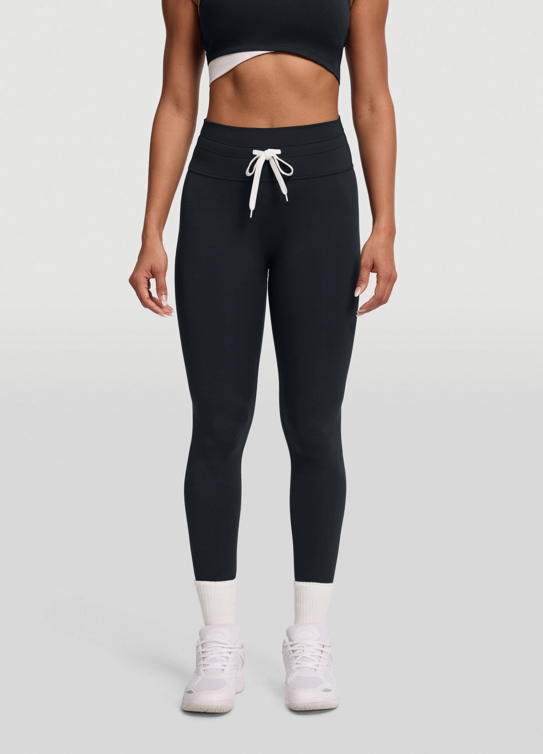 Sleek Drawstring Leggings Double Layer