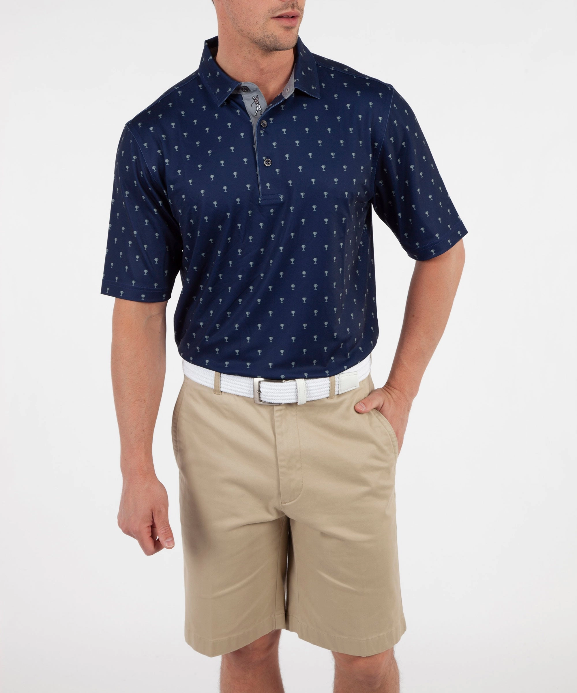 Performance Trophy Print Short Sleeve Polo Shirt Comfortable Choice Sporty Wearable