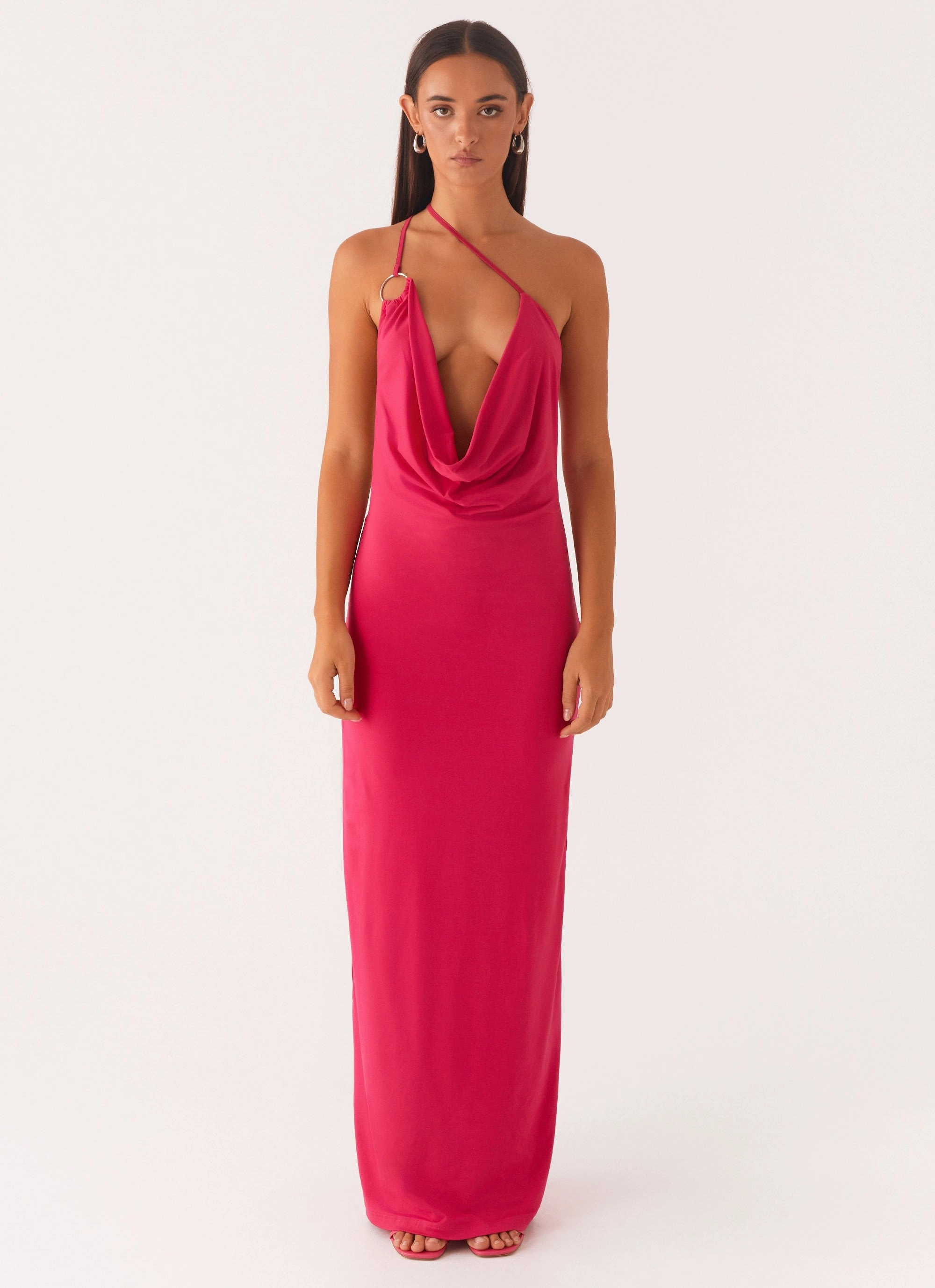 Jayla One Shoulder Maxi Dress - Fuchsia NoiseFreeFabric