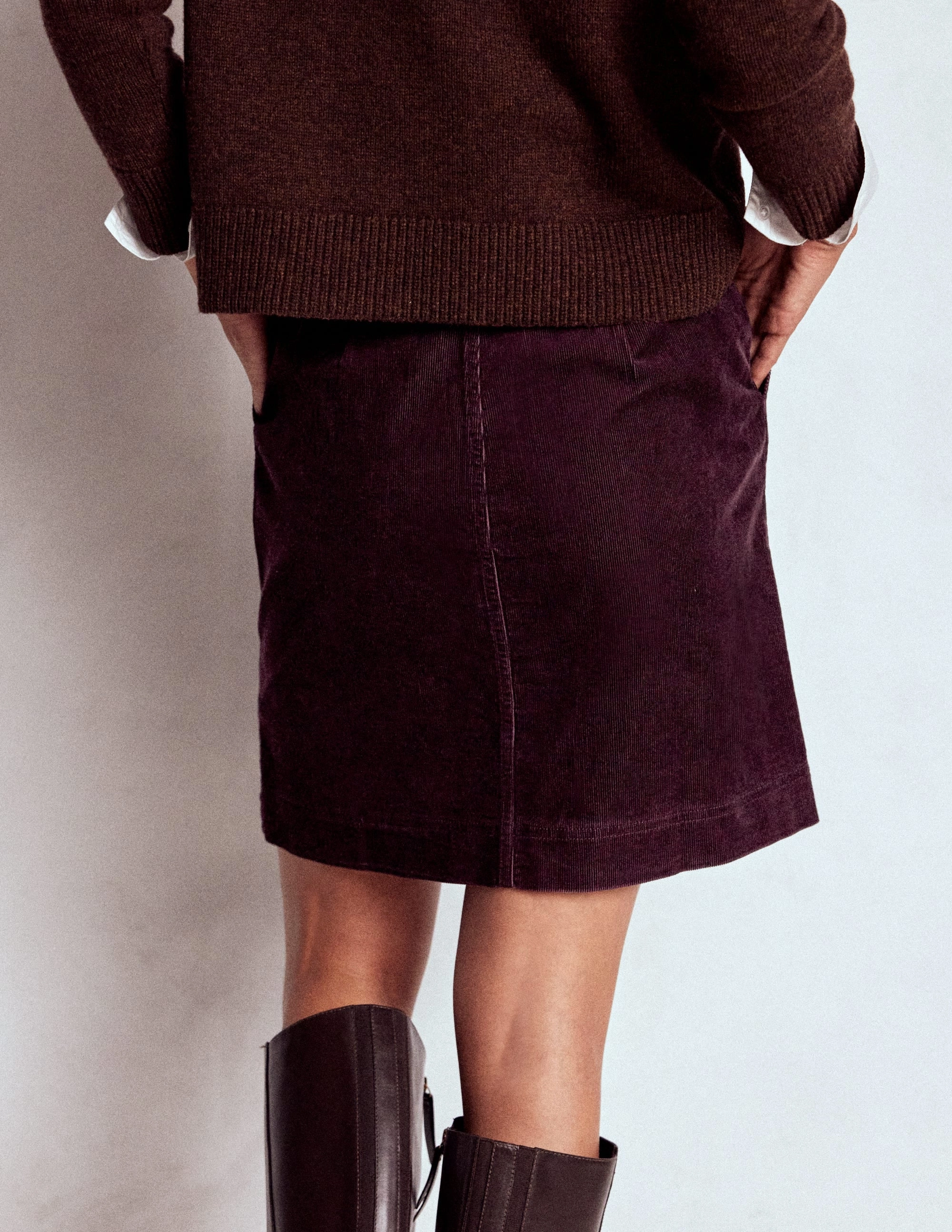 Cecelia Cord Skirt-Deep Aubergine Thermal Regulating