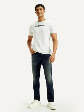 Men's Redloop 511 Dark Indigo Slim Fit Mid Rise Selvedge Jeans Sunny Vibes Vibrant Relaxed Style