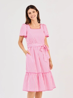 FINAL SALE - Emery Dress | Lined Up Pink Statement Mood