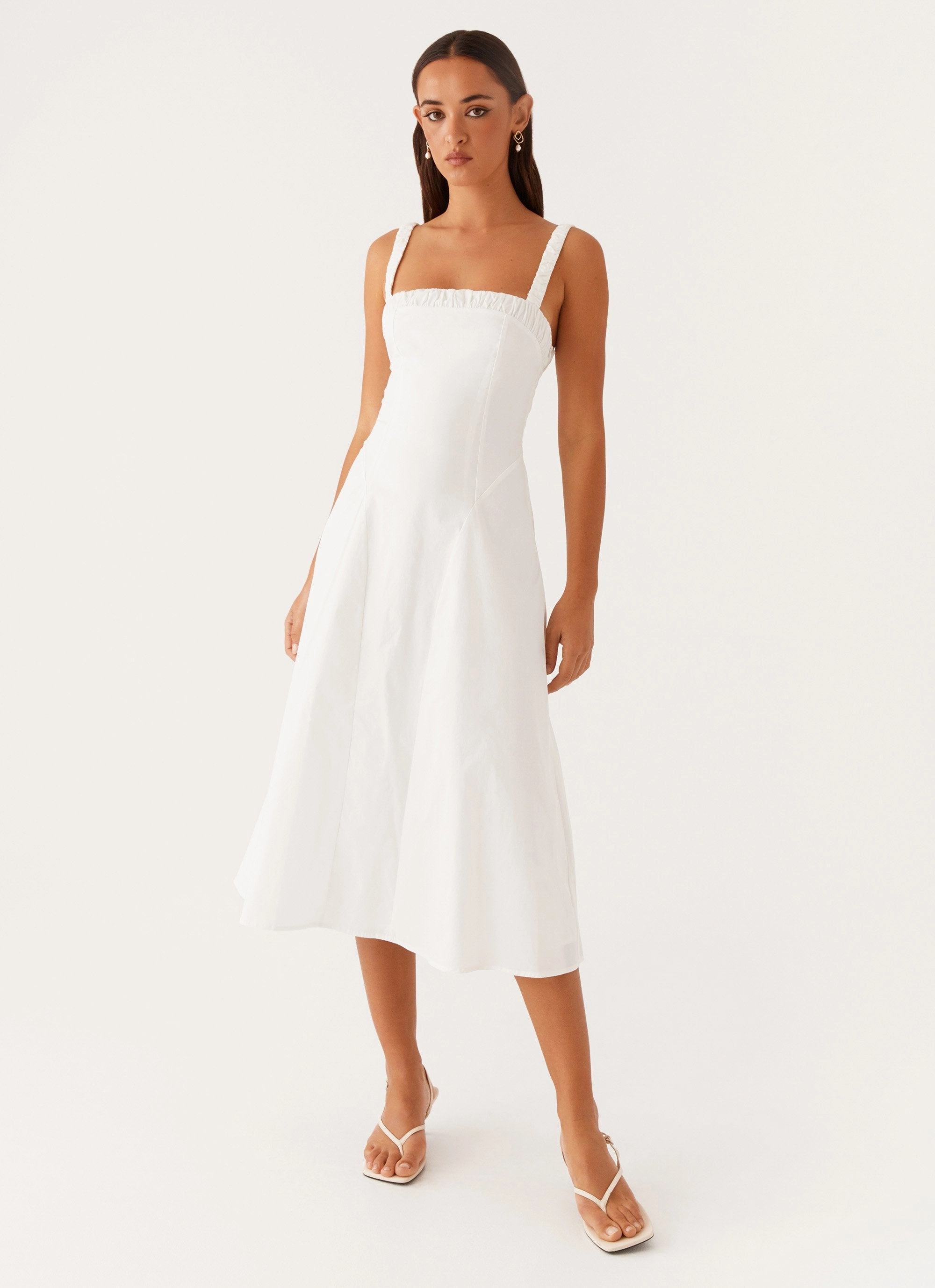 Enola Midi Dress - White Edgy vibes Evening Ready