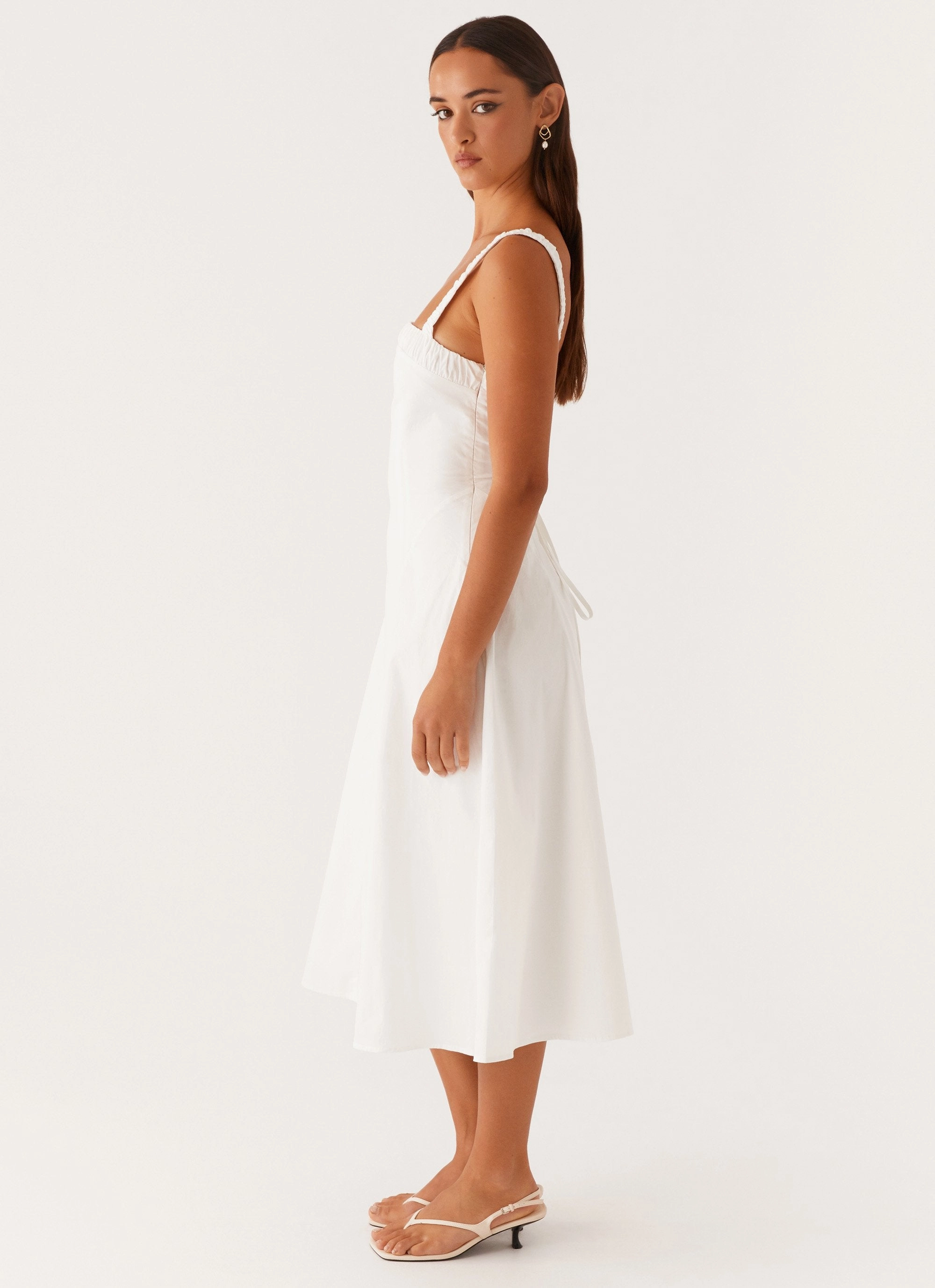 Sheer Look Bridal-Shower Enola Midi Dress - White