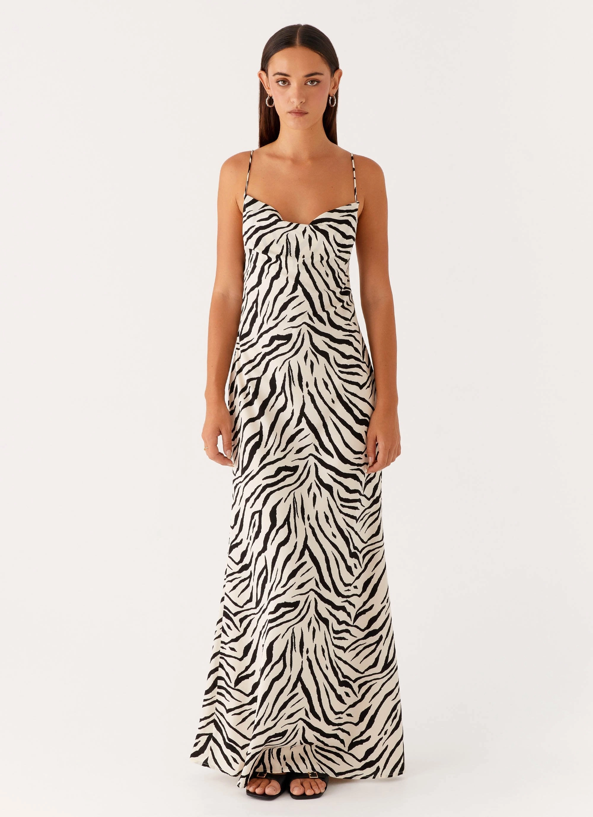 Gianni Cowl Maxi Dress - Zebra Light Aesthetic