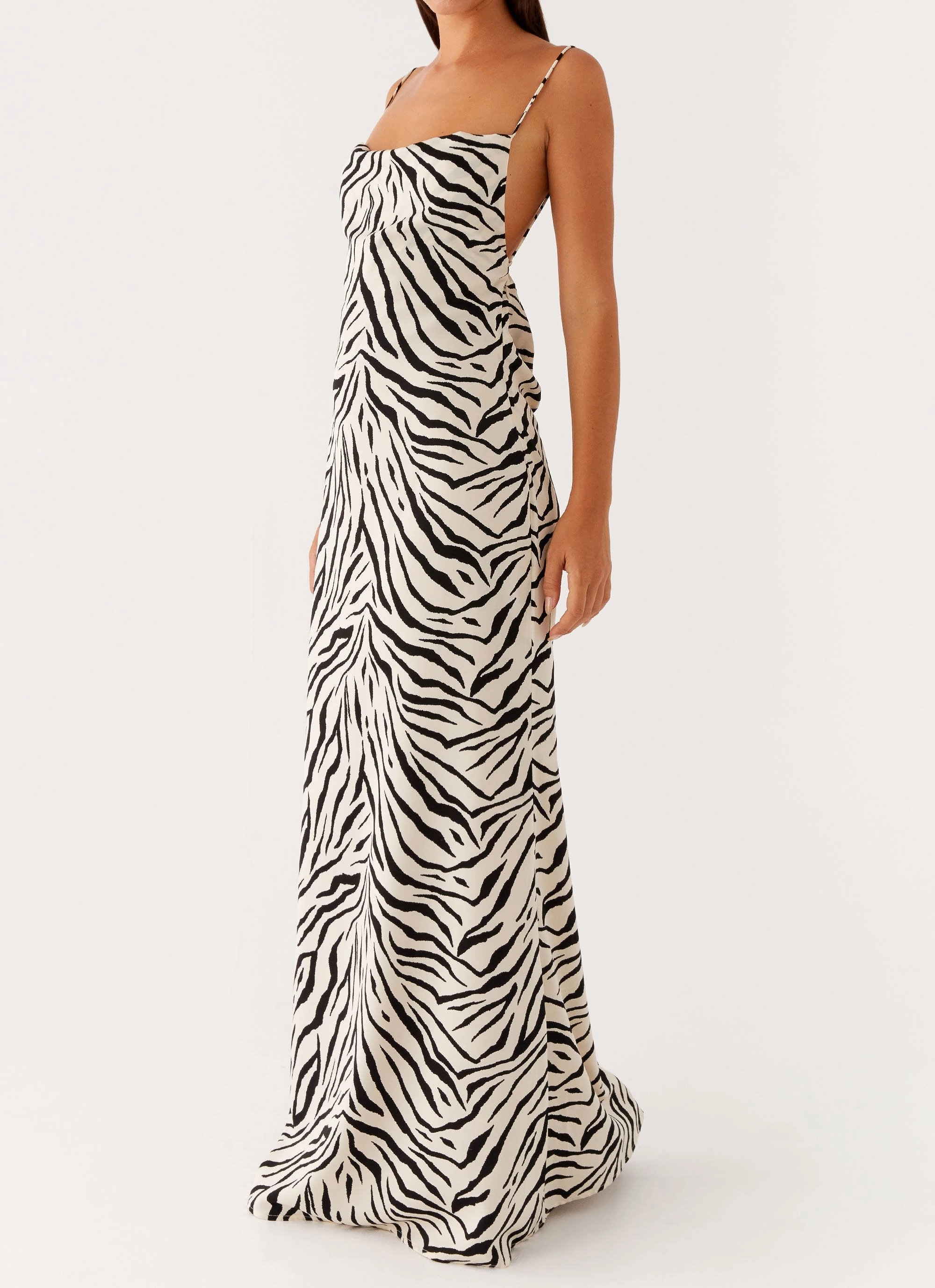 Gianni Cowl Maxi Dress - Zebra Subtle-Print Perfect Style